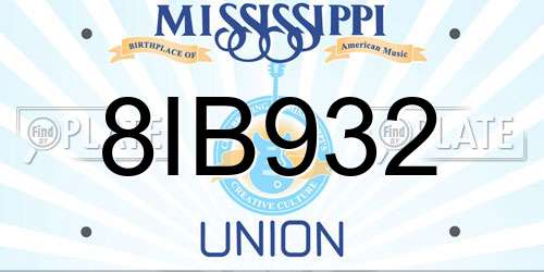 8IB932 Mississippi License Plate