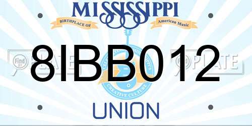 8IBB012 Mississippi License Plate