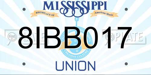 8IBB017 Mississippi License Plate