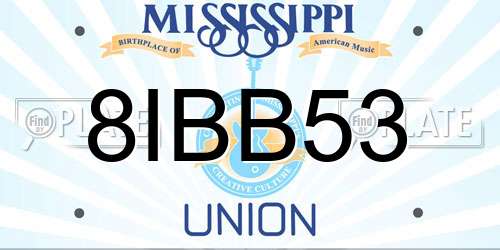 8IBB53 Mississippi License Plate
