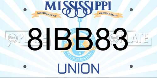 8IBB83 Mississippi License Plate