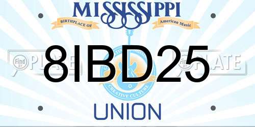 8IBD25 Mississippi License Plate