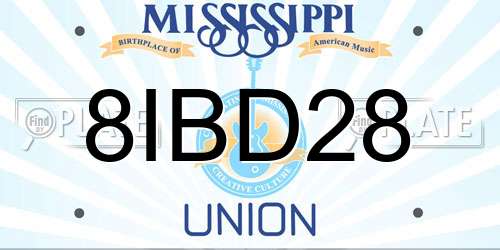8IBD28 Mississippi License Plate