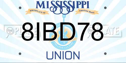 8IBD78 Mississippi License Plate