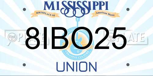 8IBO25 Mississippi License Plate