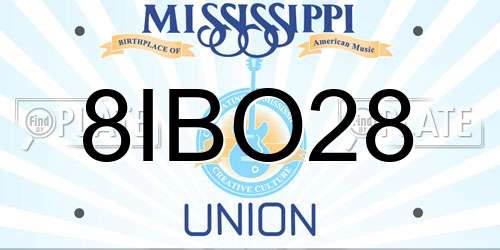 8IBO28 Mississippi License Plate