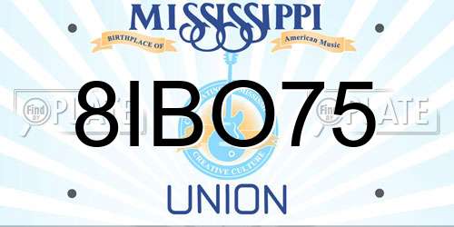 8IBO75 Mississippi License Plate