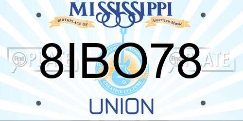 8IBO78 Mississippi License Plate