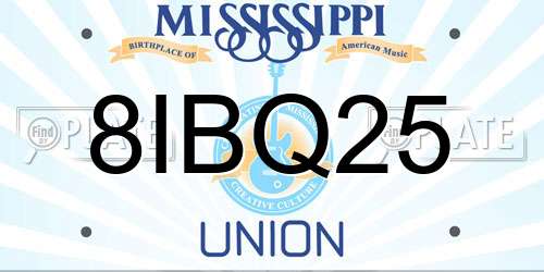 8IBQ25 Mississippi License Plate
