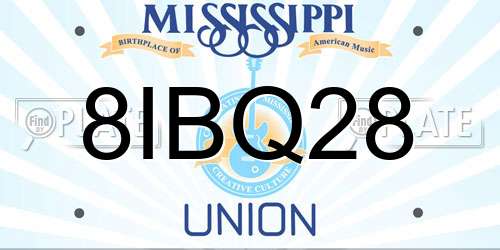 8IBQ28 Mississippi License Plate
