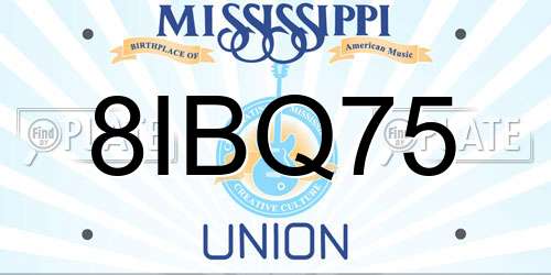8IBQ75 Mississippi License Plate