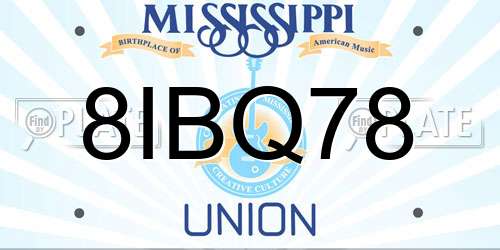 8IBQ78 Mississippi License Plate