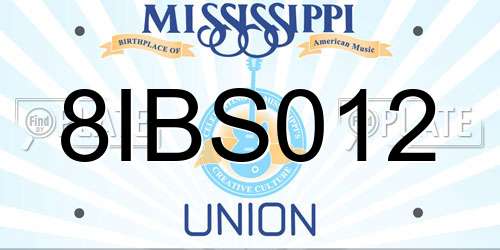 8IBS012 Mississippi License Plate