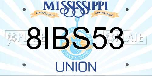 8IBS53 Mississippi License Plate