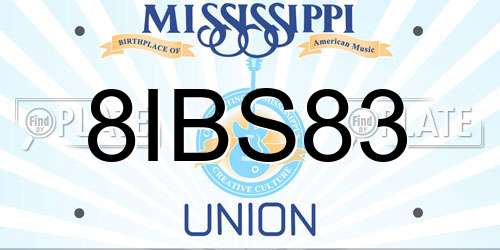 8IBS83 Mississippi License Plate