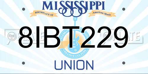 8IBT229 Mississippi License Plate