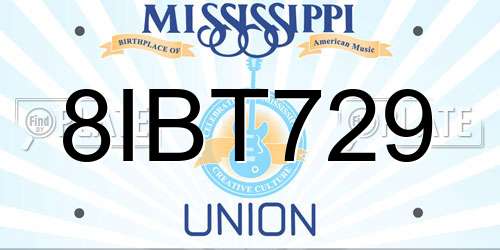8IBT729 Mississippi License Plate