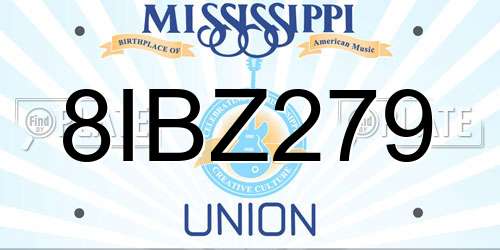 8IBZ279 Mississippi License Plate