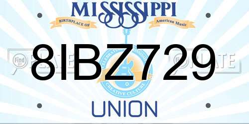 8IBZ729 Mississippi License Plate