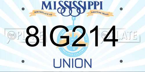 8IG214 Mississippi License Plate