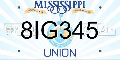 8IG345 Mississippi License Plate
