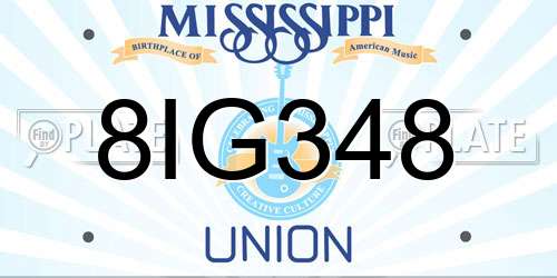 8IG348 Mississippi License Plate