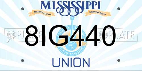 8IG440 Mississippi License Plate