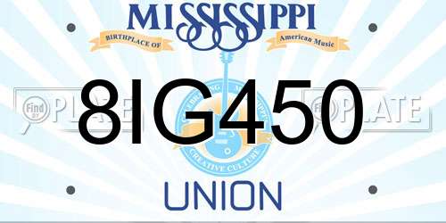 8IG450 Mississippi License Plate
