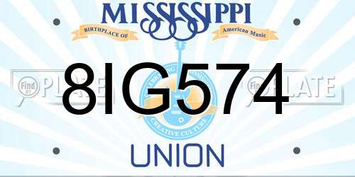 8IG574 Mississippi License Plate