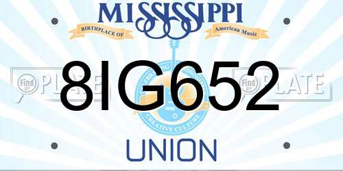 8IG652 Mississippi License Plate