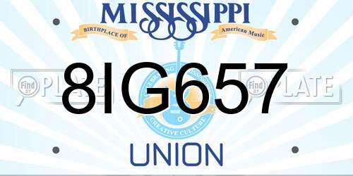 8IG657 Mississippi License Plate