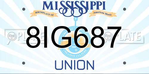 8IG687 Mississippi License Plate