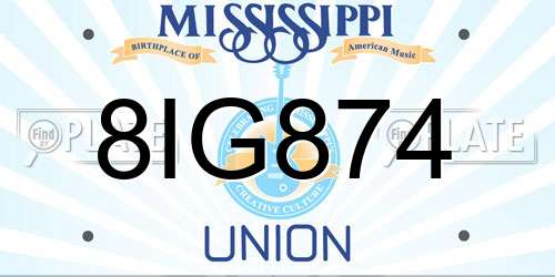 8IG874 Mississippi License Plate