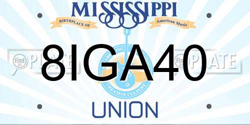 8IGA40 Mississippi License Plate