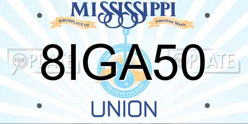 8IGA50 Mississippi License Plate