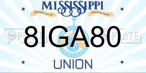 8IGA80 Mississippi License Plate