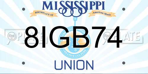8IGB74 Mississippi License Plate