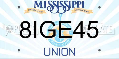 8IGE45 Mississippi License Plate