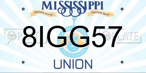 8IGG57 Mississippi License Plate