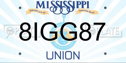 8IGG87 Mississippi License Plate