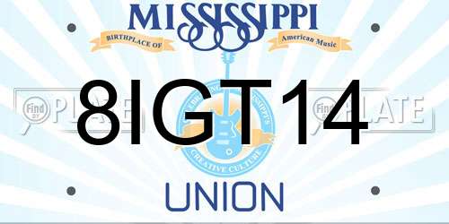 8IGT14 Mississippi License Plate