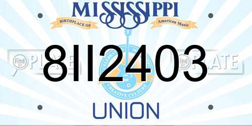 8II2403 Mississippi License Plate