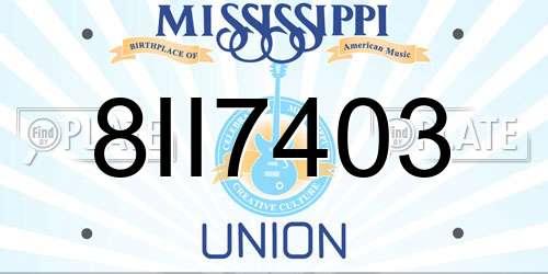 8II7403 Mississippi License Plate