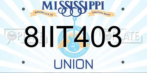 8IIT403 Mississippi License Plate