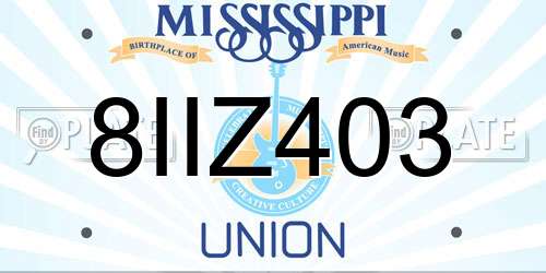 8IIZ403 Mississippi License Plate