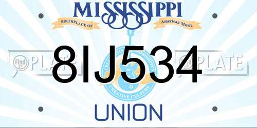 8IJ534 Mississippi License Plate