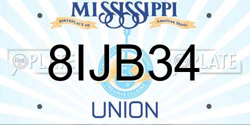 8IJB34 Mississippi License Plate