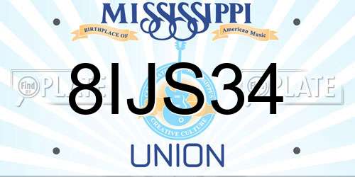 8IJS34 Mississippi License Plate