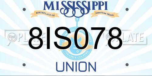 8IS078 Mississippi License Plate