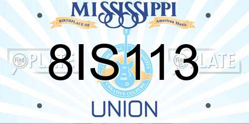 8IS113 Mississippi License Plate